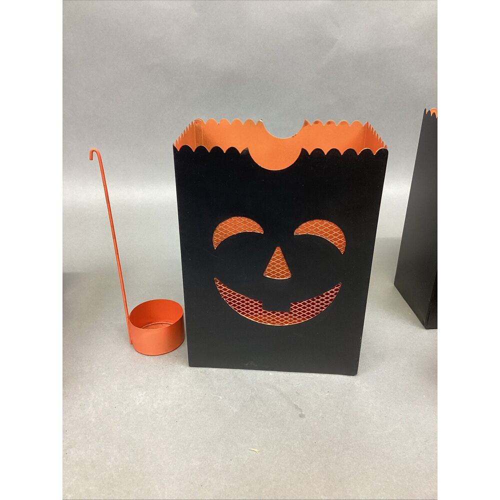 Set Of 6 Halloween Luminaries Lanterns & 3 Orange Candle Holders - Picture 3 of 11